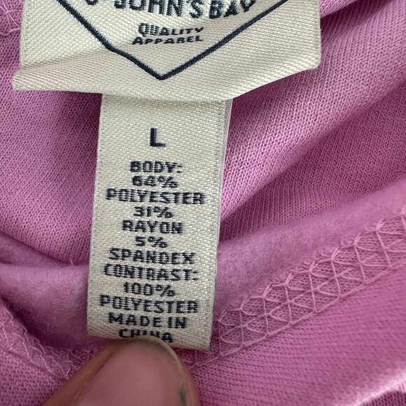 St Johns Bay Womens Quilted Panel Long Sleeve Pullover Hoodie Large Pink - Picture 3 of 9